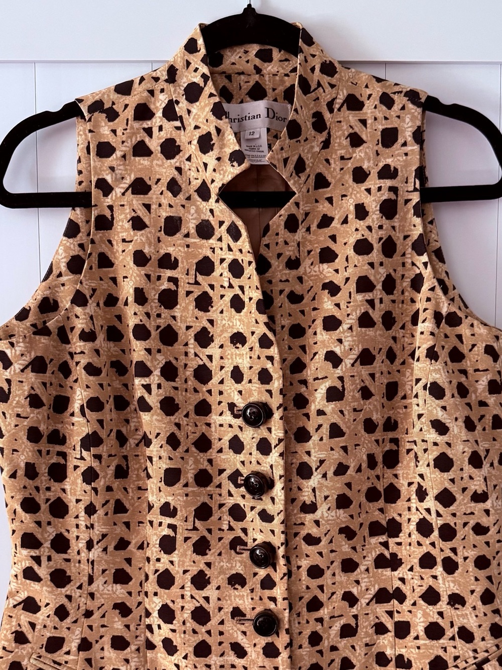Dior Metallic Gold and Black Sleeveless High-Neck Tunic